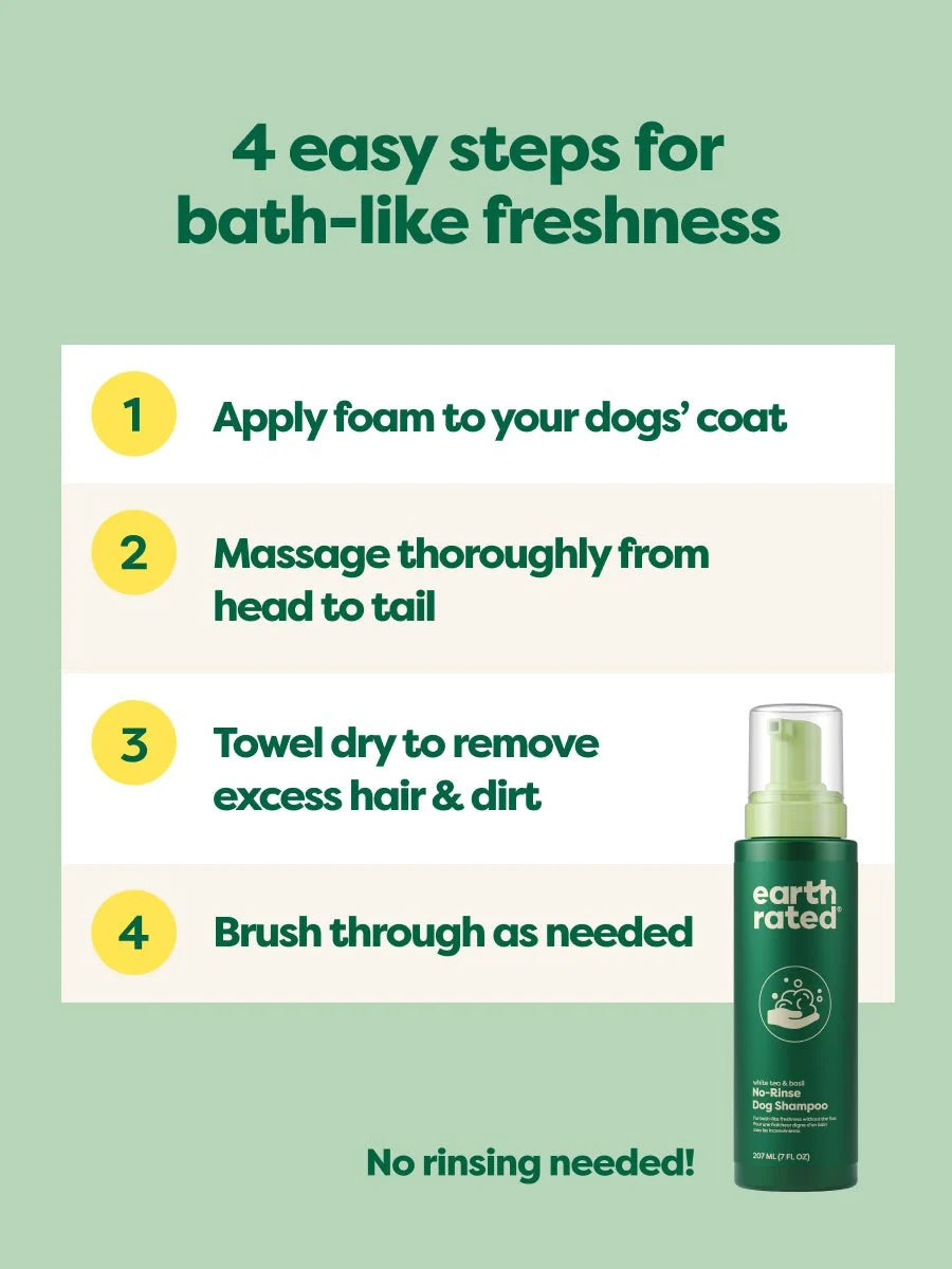 No-Rinse Dog Shampoo - Waterless Foam Cleanser For All Coats
